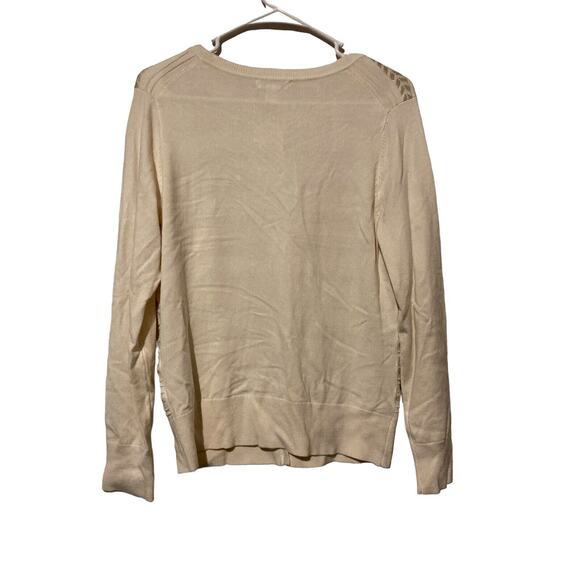 Charter Club Womens Medium Striped Cardigan Gold Thread Button Up Long Sleeve - Picture 5 of 5